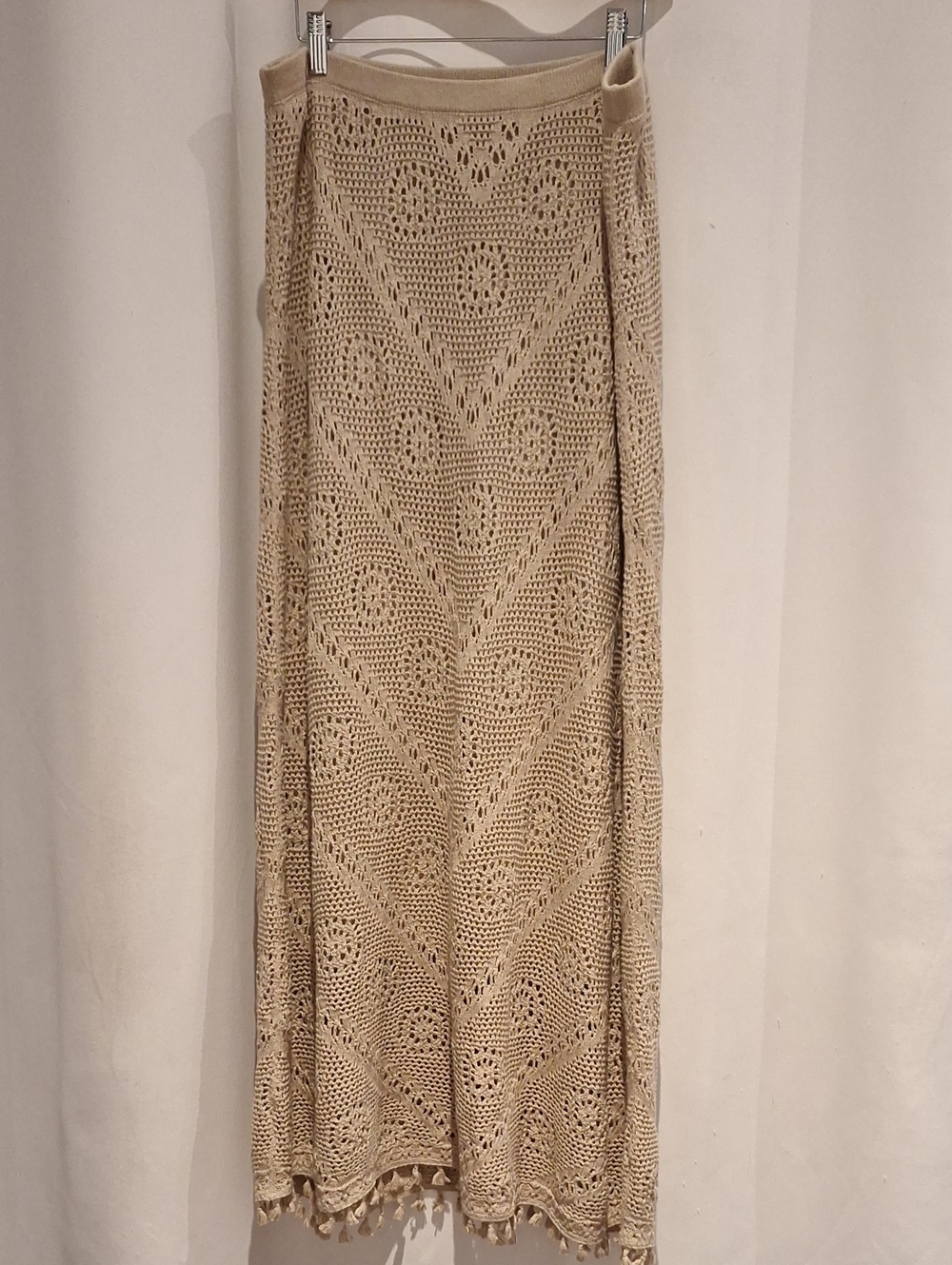 J. Jill Cream Beige Crochet Maxi Skirt